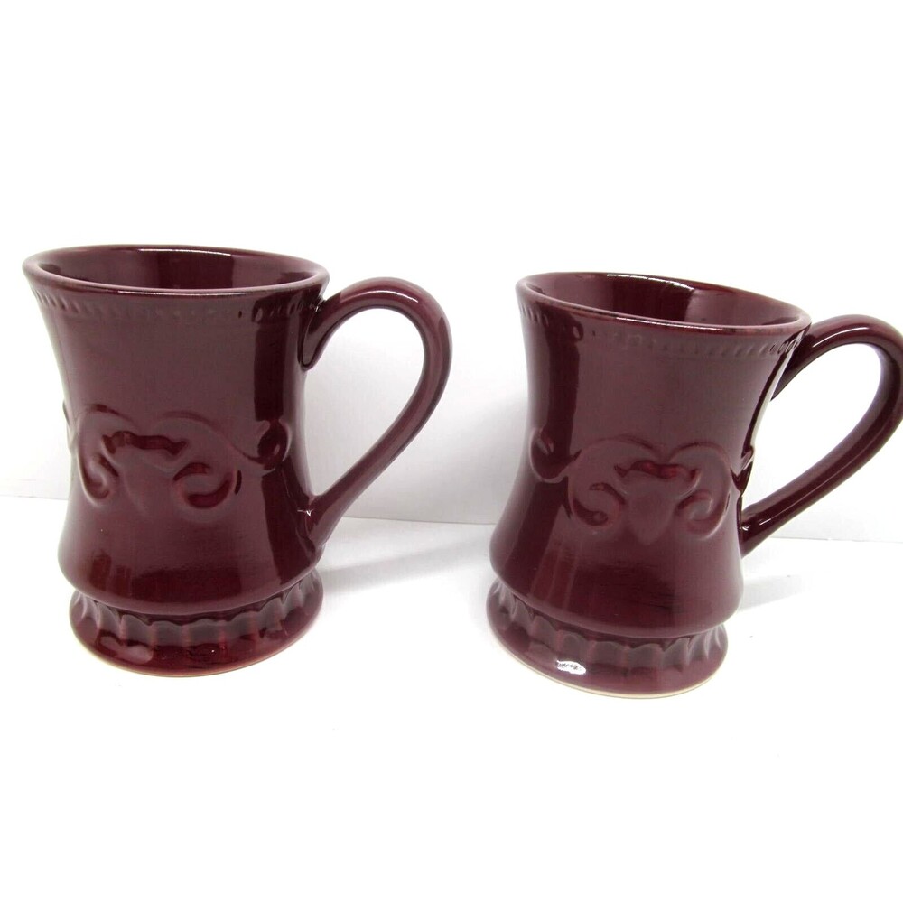 Demdaco Sapore Deb Hrabik Hand Painted Red Mugs Set Of 2